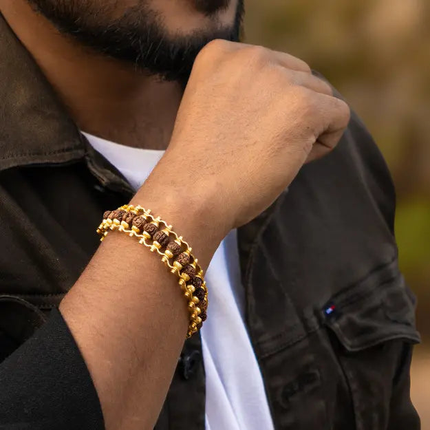 Gold Plated Rudraksha Bracelet