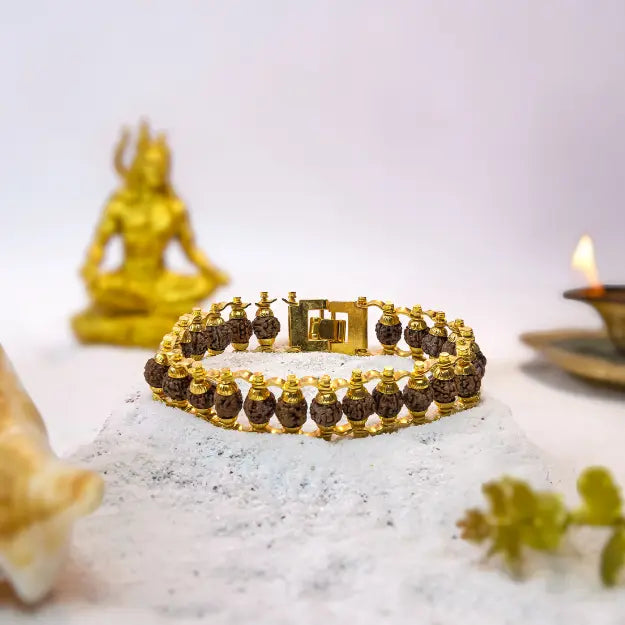 Gold Plated Rudraksha Bracelet
