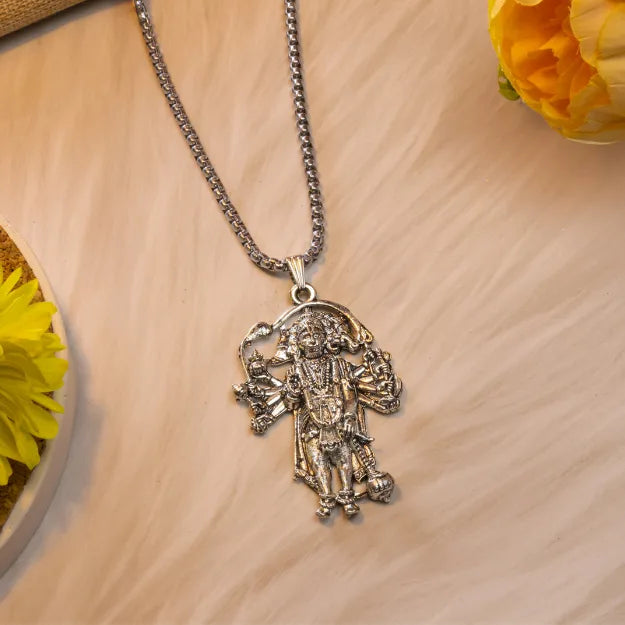 Silver Panchamukhi Hanuman Pendant Necklace