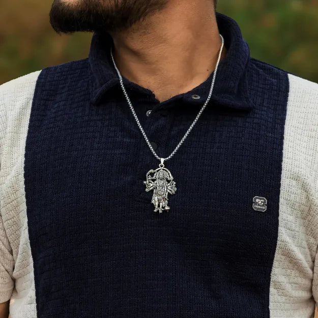 Silver Panchamukhi Hanuman Pendant Necklace