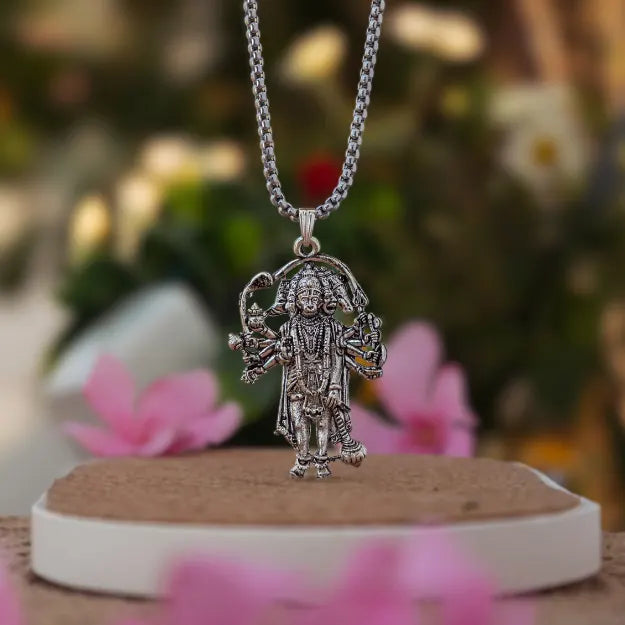 Silver Panchamukhi Hanuman Pendant Necklace