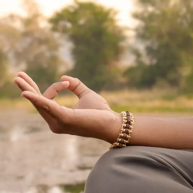 Gold Plated Rudraksha Bracelet